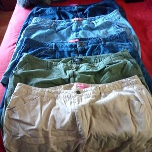Lot of 5 woman's skorts denim jeans khaki green